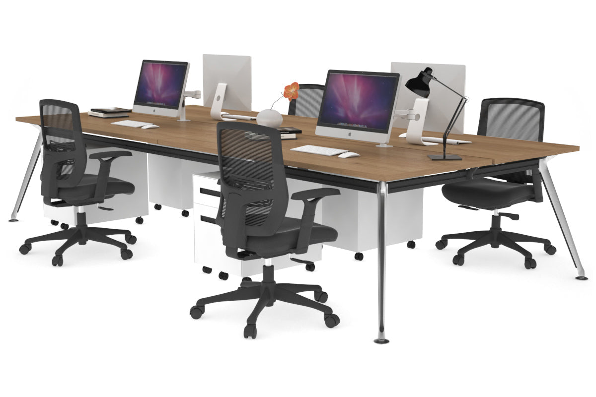 San Fran - 4 Person Office Workstation Desk Chrome Leg [1600L x 700W] Jasonl salvage oak none 