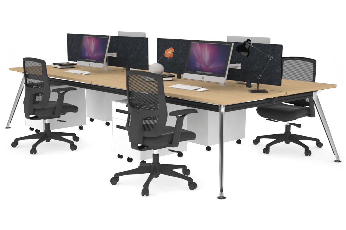 San Fran - 4 Person Office Workstation Desk Chrome Leg [1800L x 700W] Jasonl maple echo grey (400H x 1500W) 