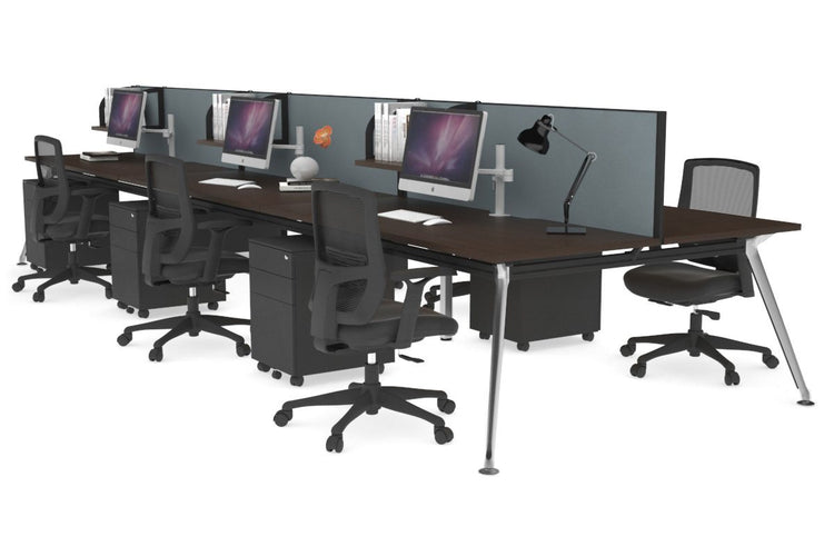 San Fran - 6 Person Office Workstation Bench Chrome Leg [1200L x 700W] Jasonl wenge cool grey (500H x 1200W) 