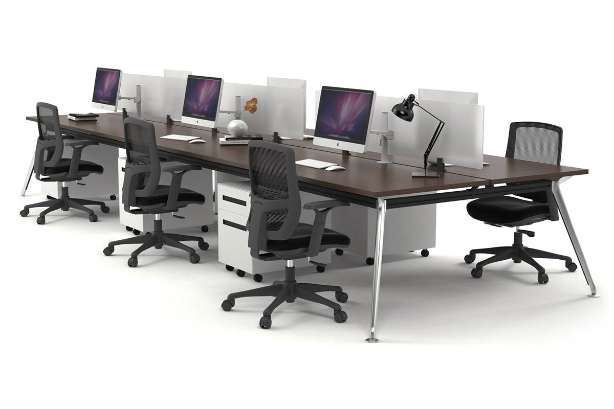 San Fran - 6 Person Office Workstation Bench Chrome Leg [1200L x 700W] Jasonl wenge white perspex (400H x 800W) 