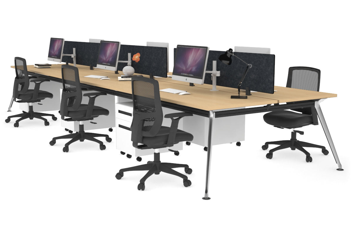 San Fran - 6 Person Office Workstation Bench Chrome Leg [1200L x 700W] Jasonl maple echo grey (400H x 800W) 