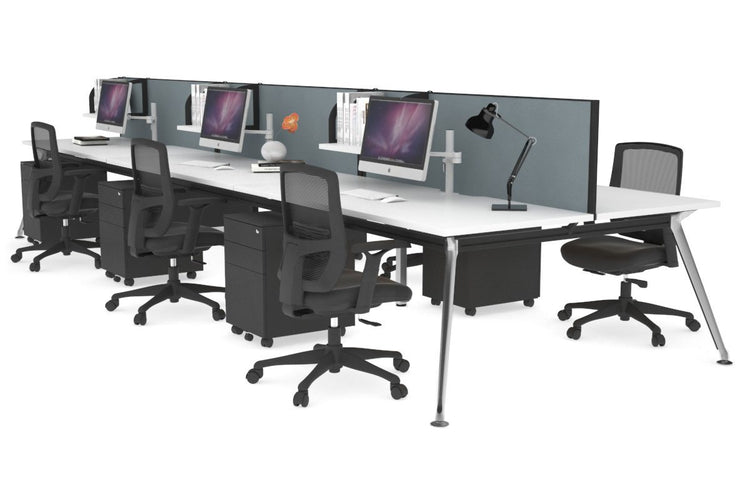 San Fran - 6 Person Office Workstation Bench Chrome Leg [1200L x 700W] Jasonl white cool grey (500H x 1200W) 
