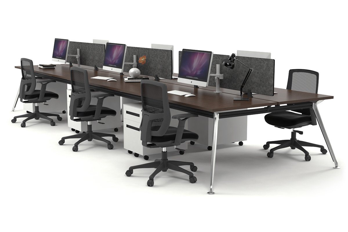 San Fran - 6 Person Office Workstation Bench Chrome Leg [1200L x 700W] Jasonl wenge echo grey (400H x 800W) 