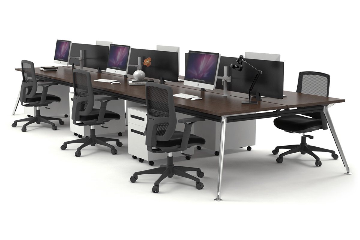 San Fran - 6 Person Office Workstation Bench Chrome Leg [1200L x 700W] Jasonl wenge black perspex (400H x 800W) 