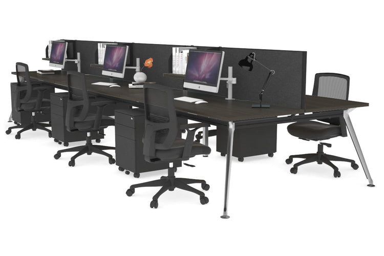 San Fran - 6 Person Office Workstation Bench Chrome Leg [1200L x 700W] Jasonl dark oak moody charcoal (500H x 1200W) 