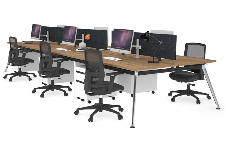 San Fran - 6 Person Office Workstation Bench Chrome Leg [1200L x 700W] Jasonl salvage oak echo grey (400H x 800W) 