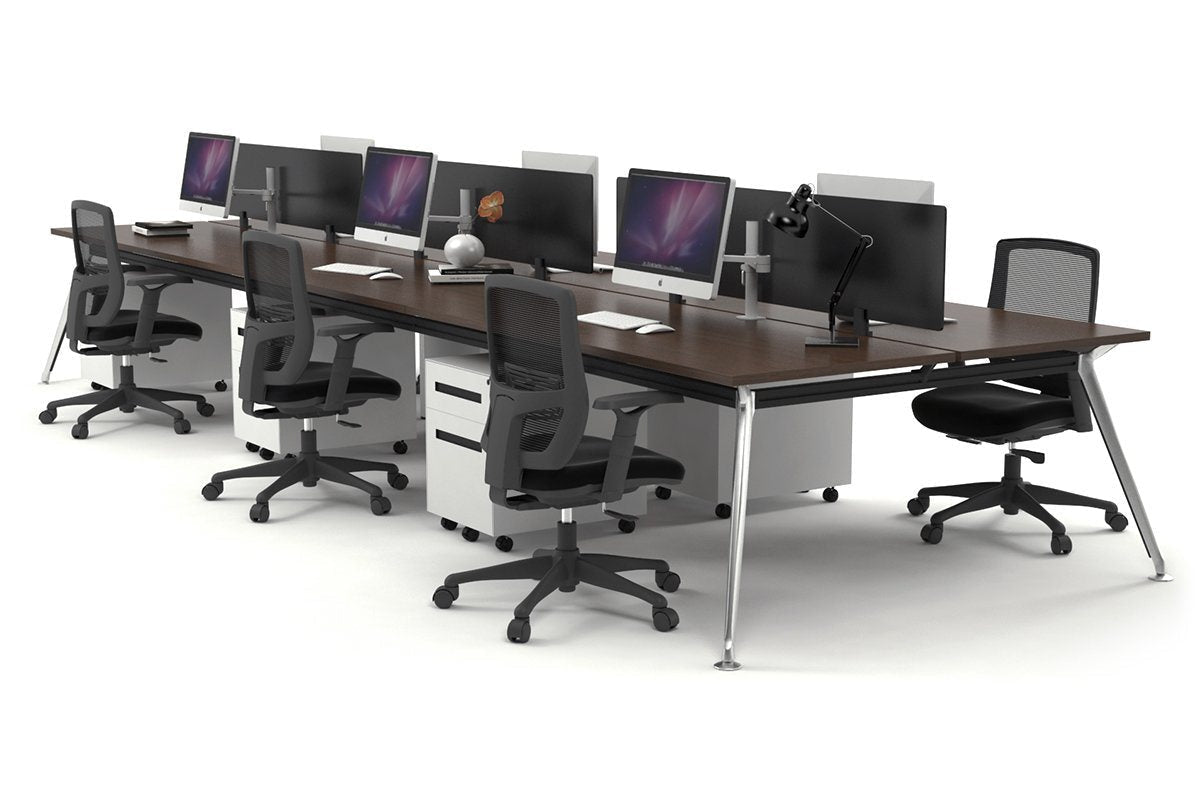 San Fran - 6 Person Office Workstation Bench Chrome Leg [1400L x 700W] Jasonl wenge black perspex (400H x 800W) 