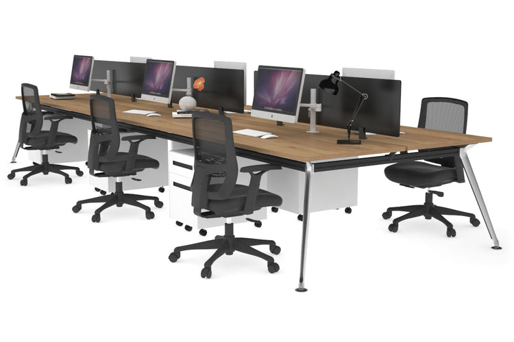 San Fran - 6 Person Office Workstation Bench Chrome Leg [1600L x 700W] Jasonl salvage oak black perspex (400H x 1500W) 