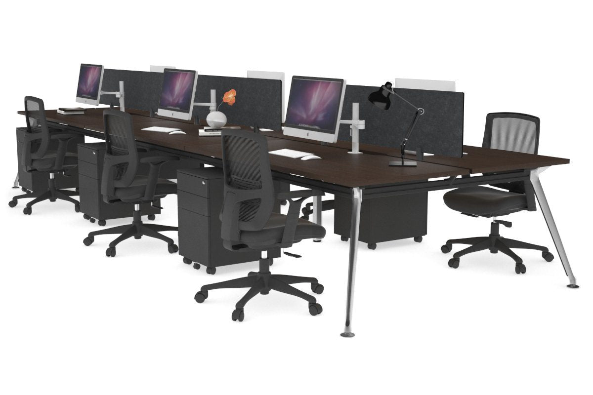 San Fran - 6 Person Office Workstation Bench Chrome Leg [1600L x 800W with Cable Scallop] Jasonl wenge echo grey (400H x 1500W) 