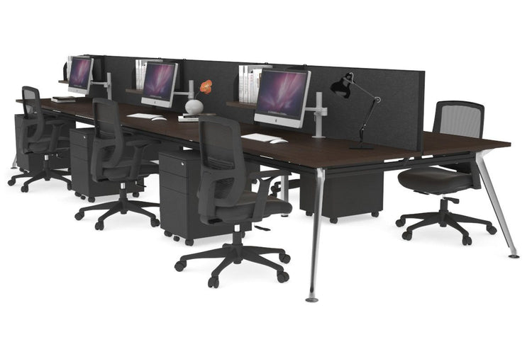 San Fran - 6 Person Office Workstation Bench Chrome Leg [1600L x 800W with Cable Scallop] Jasonl wenge moody charcoal (500H x 1600W) 