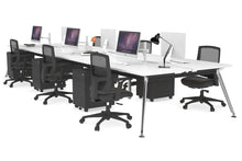  - San Fran - 6 Person Office Workstation Bench Chrome Leg [1600L x 800W with Cable Scallop] - 1