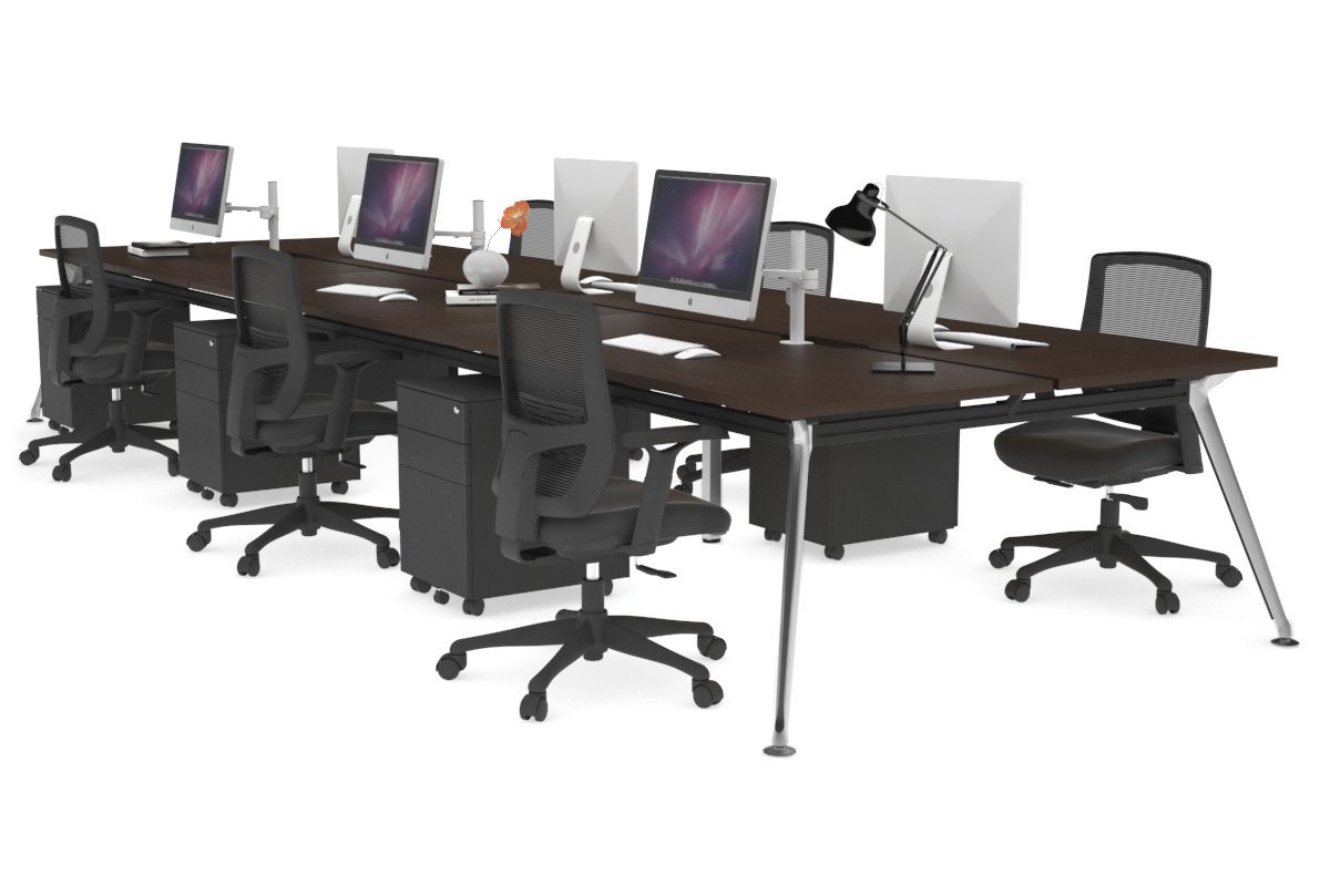 San Fran - 6 Person Office Workstation Bench Chrome Leg [1600L x 800W with Cable Scallop] Jasonl wenge none 