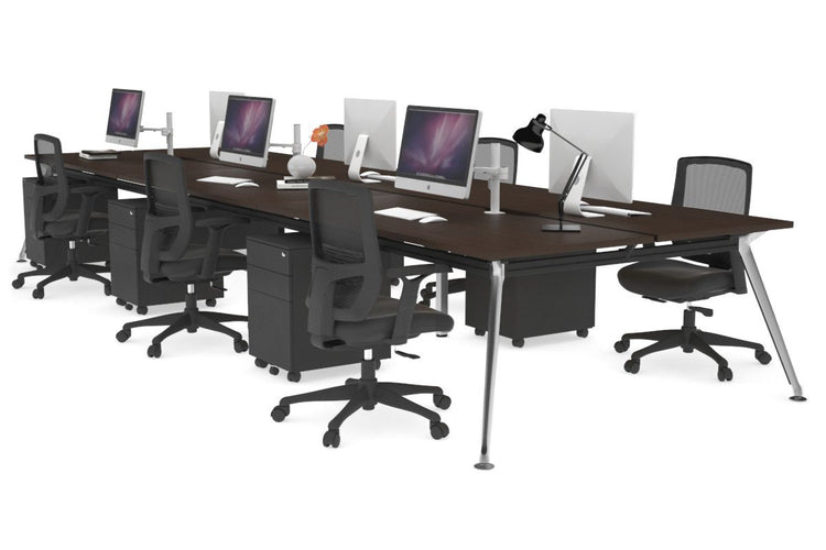 San Fran - 6 Person Office Workstation Bench Chrome Leg [1600L x 800W with Cable Scallop] Jasonl wenge none 