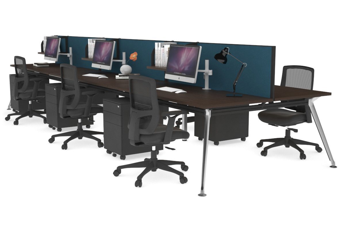 San Fran - 6 Person Office Workstation Bench Chrome Leg [1600L x 800W with Cable Scallop] Jasonl wenge deep blue (500H x 1600W) 