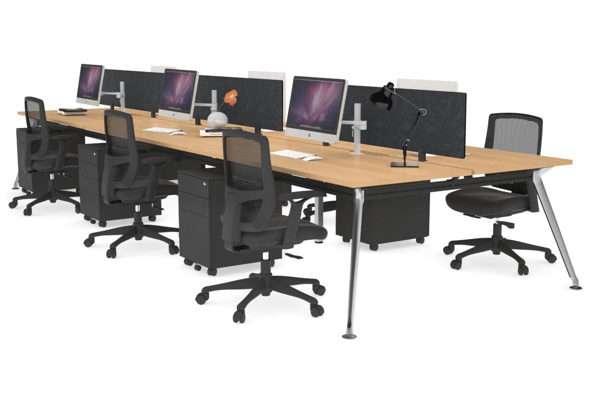 San Fran - 6 Person Office Workstation Bench Chrome Leg [1600L x 800W with Cable Scallop] Jasonl maple echo grey (400H x 1500W) 