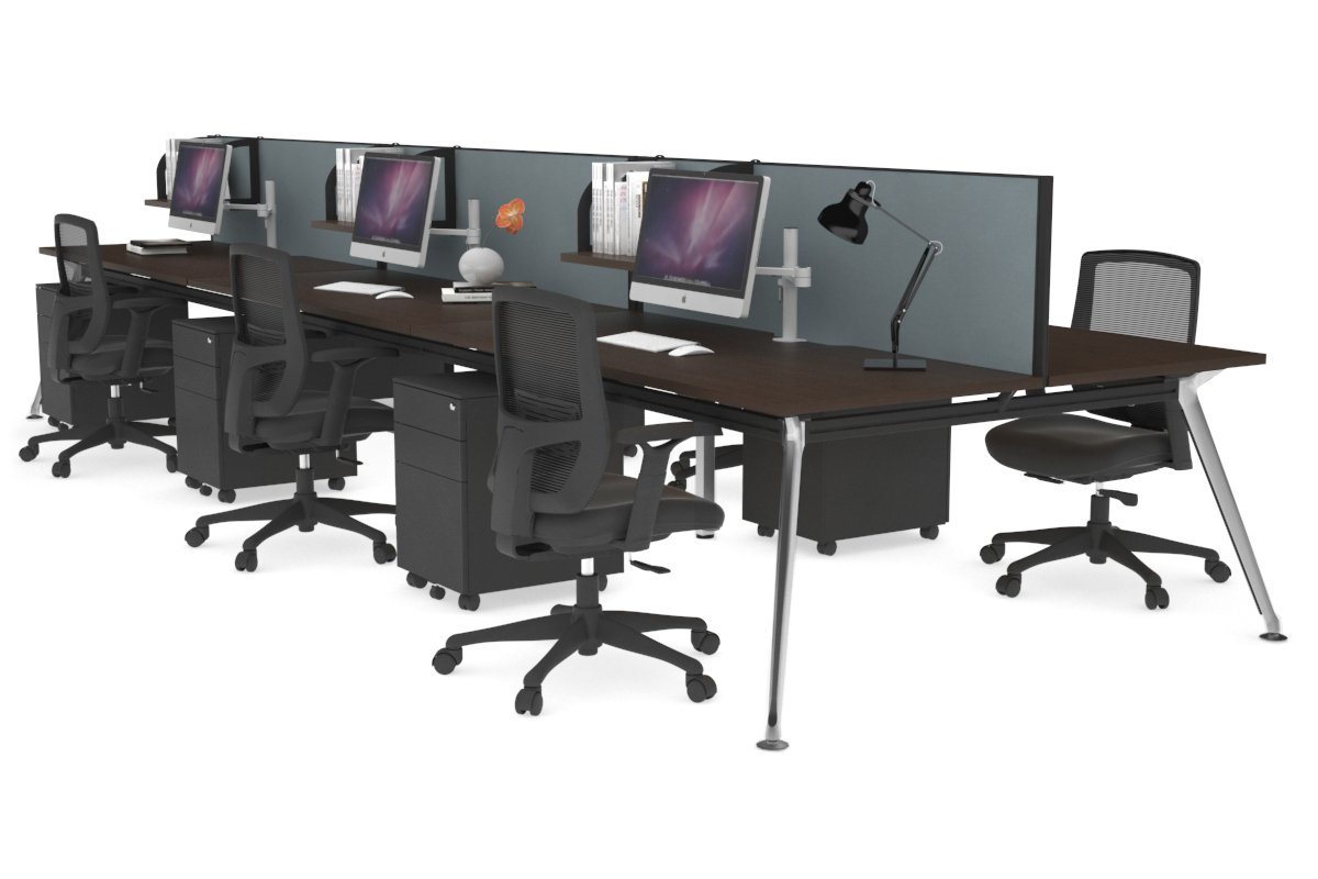 San Fran - 6 Person Office Workstation Bench Chrome Leg [1600L x 800W with Cable Scallop] Jasonl wenge cool grey (500H x 1600W) 