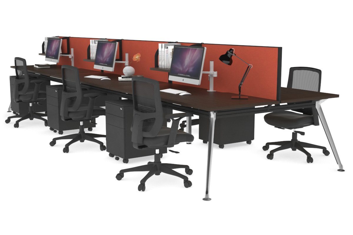 San Fran - 6 Person Office Workstation Bench Chrome Leg [1600L x 800W with Cable Scallop] Jasonl wenge orange squash (500H x 1600W) 