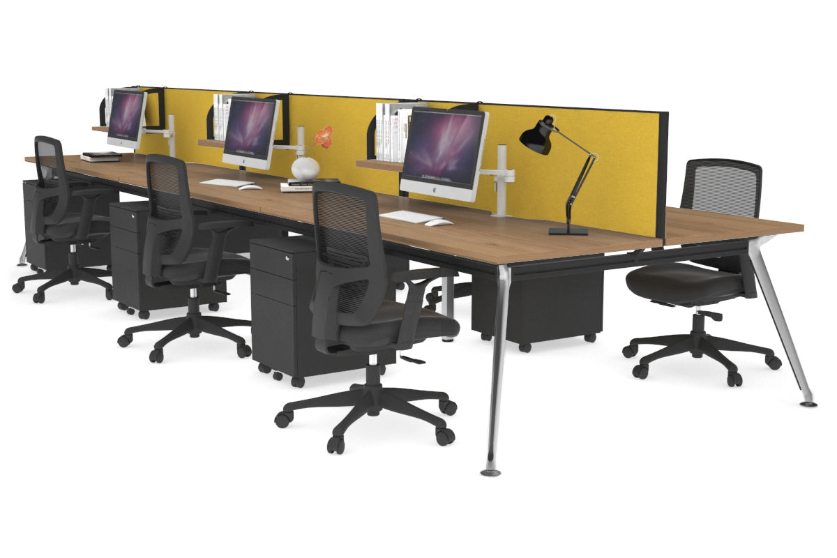 San Fran - 6 Person Office Workstation Bench Chrome Leg [1600L x 800W with Cable Scallop] Jasonl salvage oak mustard yellow (500H x 1600W) 