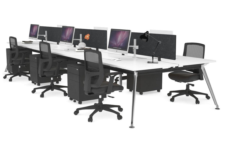 San Fran - 6 Person Office Workstation Bench Chrome Leg [1600L x 800W with Cable Scallop] Jasonl white echo grey (400H x 1500W) 
