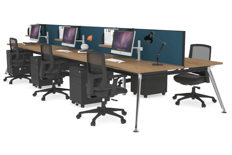 San Fran - 6 Person Office Workstation Bench Chrome Leg [1600L x 800W with Cable Scallop] Jasonl salvage oak deep blue (500H x 1600W) 