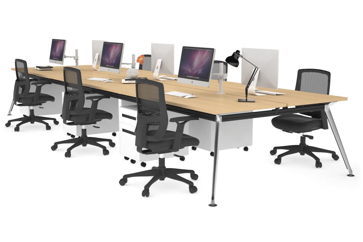 San Fran - 6 Person Office Workstation Bench Chrome Leg [1800L x 700W] Jasonl maple none 