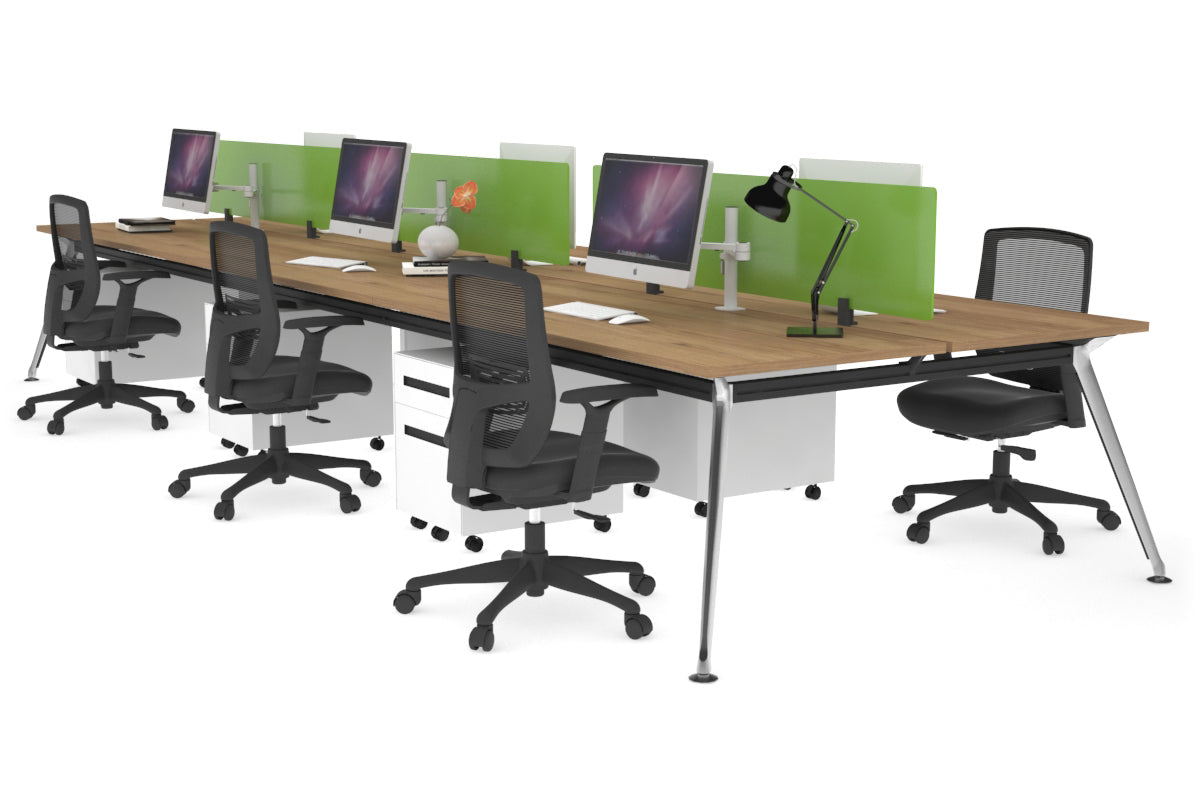 San Fran - 6 Person Office Workstation Bench Chrome Leg [1800L x 700W] Jasonl salvage oak green perspex (400H x 1500W) 
