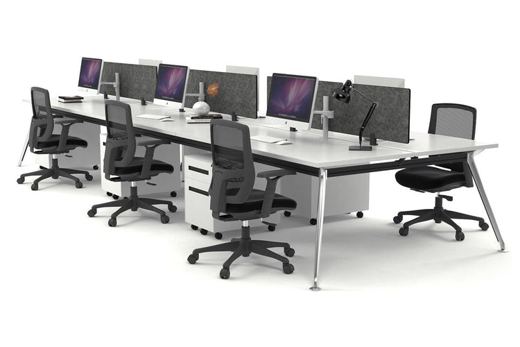 San Fran - 6 Person Office Workstation Bench Chrome Leg [1800L x 700W] Jasonl white echo grey (400H x 1500W) 