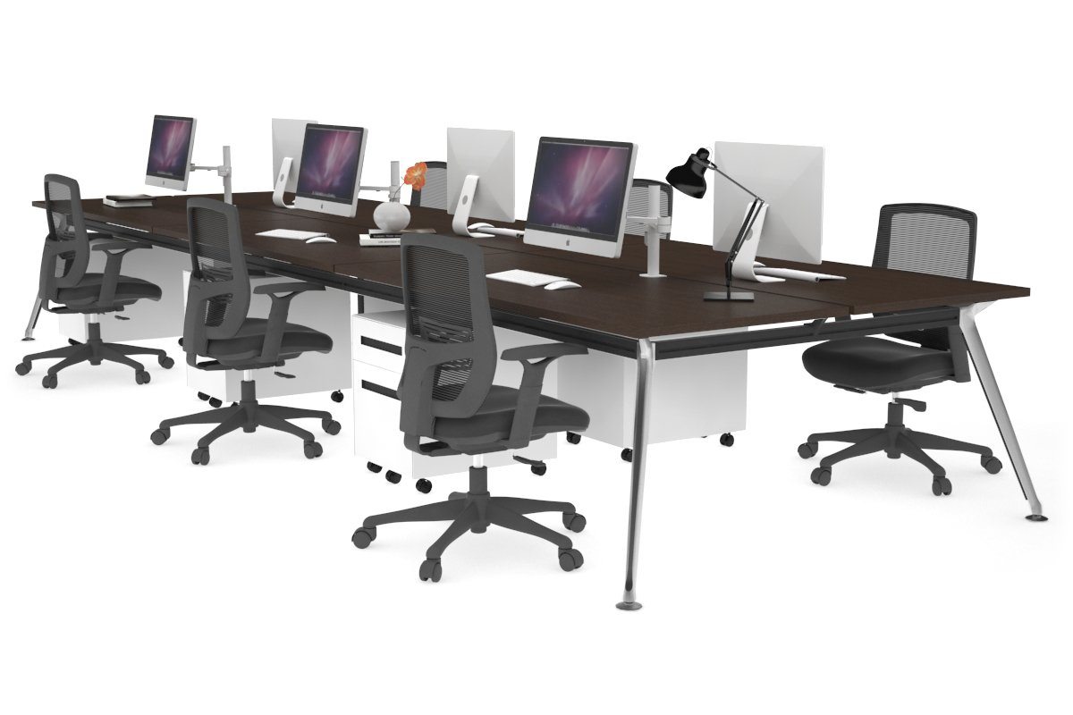 San Fran - 6 Person Office Workstation Bench Chrome Leg [1800L x 700W] Jasonl wenge none 