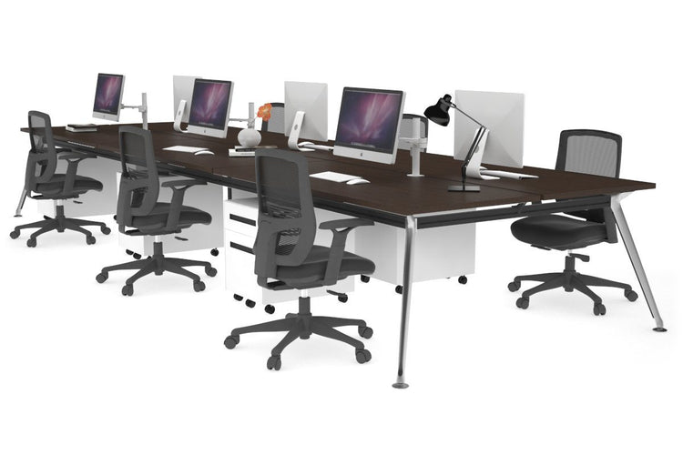 San Fran - 6 Person Office Workstation Bench Chrome Leg [1800L x 700W] Jasonl wenge none 