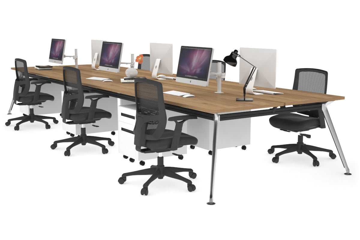 San Fran - 6 Person Office Workstation Bench Chrome Leg [1800L x 700W] Jasonl salvage oak none 