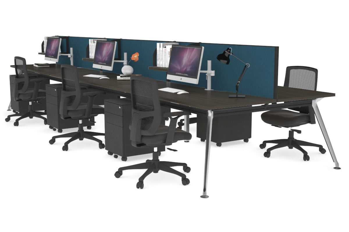 San Fran - 6 Person Office Workstation Bench Chrome Leg [1800L x 700W] Jasonl dark oak deep blue (500H x 1800W) 