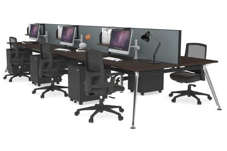San Fran - 6 Person Office Workstation Bench Chrome Leg [1800L x 800W with Cable Scallop] Jasonl wenge cool grey (500H x 1800W) 