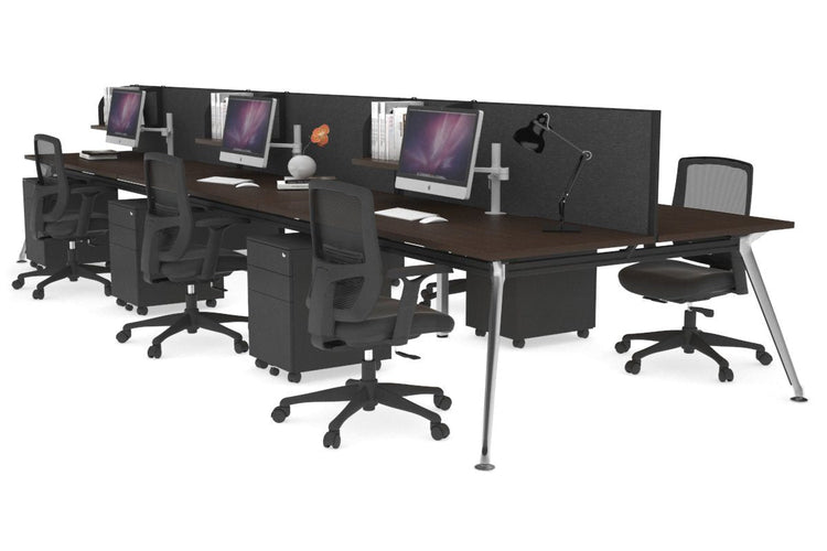 San Fran - 6 Person Office Workstation Bench Chrome Leg [1800L x 800W with Cable Scallop] Jasonl wenge moody charcoal (500H x 1800W) 