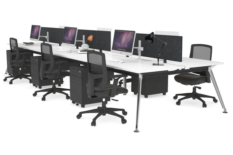 San Fran - 6 Person Office Workstation Bench Chrome Leg [1800L x 800W with Cable Scallop] Jasonl white echo grey (400H x 1500W) 