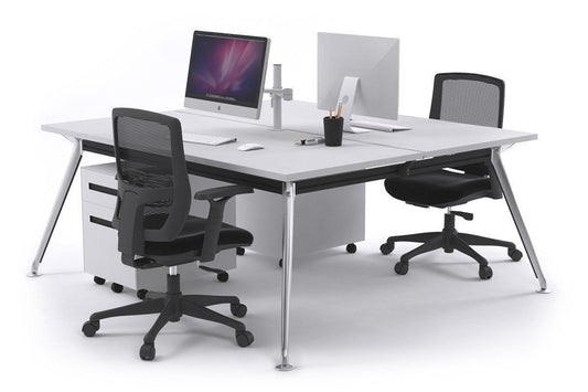 San Fran - Ergonomic 2 Person Workstation Bench Chrome Leg [1200L x 700W] Jasonl white none 