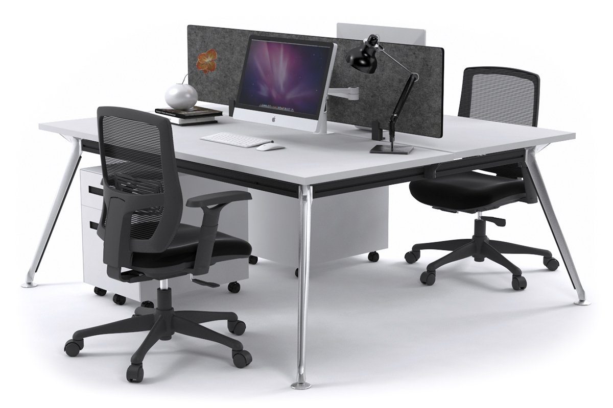 San Fran - Ergonomic 2 Person Workstation Bench Chrome Leg [1200L x 700W] Jasonl white grey fabric (400H x 800W) 