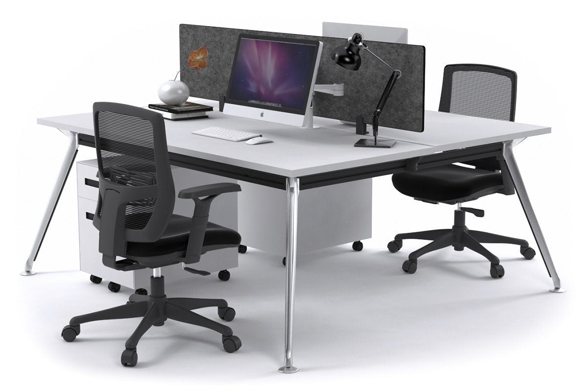 San Fran - Ergonomic 2 Person Workstation Bench Chrome Leg [1400L x 700W] Jasonl white grey fabric (400H x 800W) 
