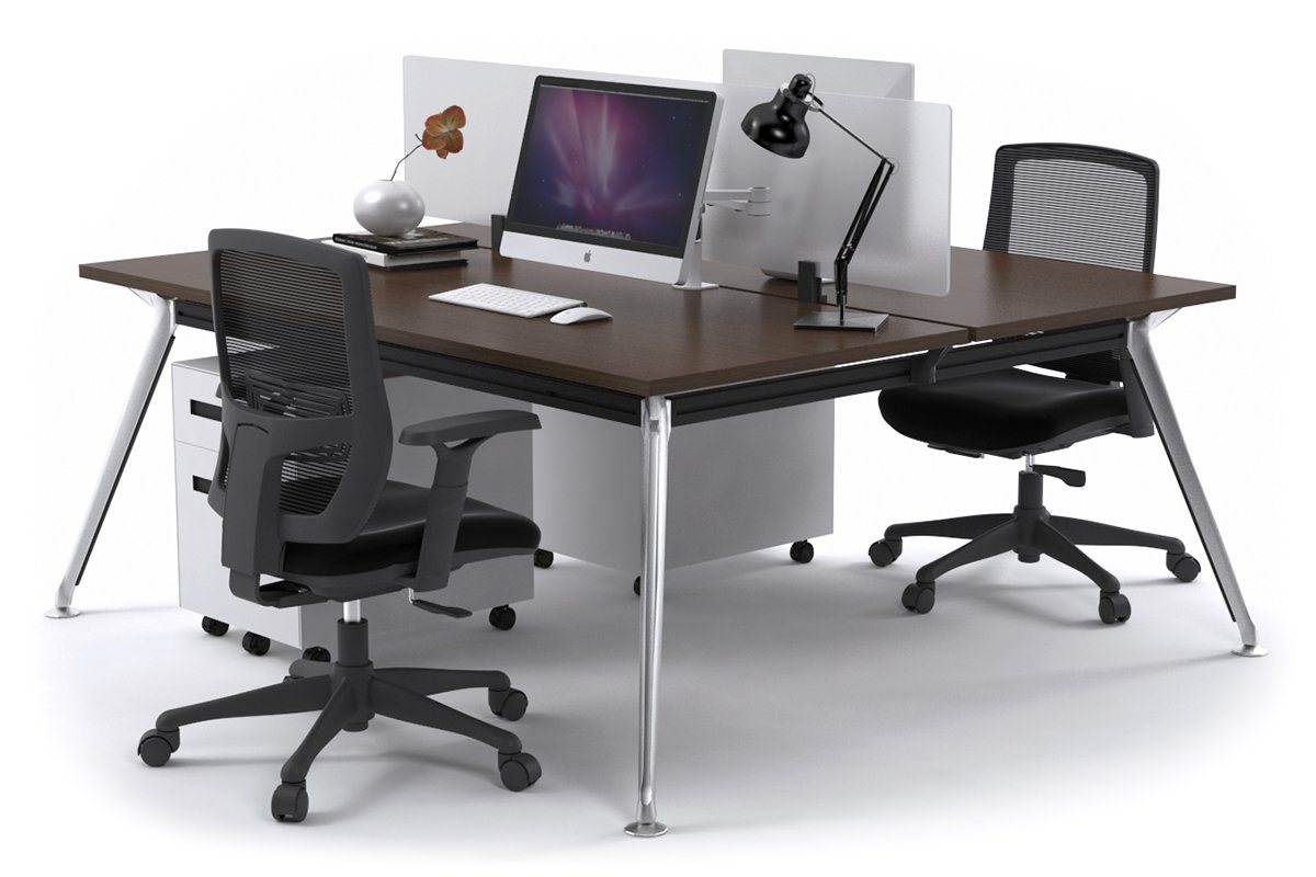San Fran - Ergonomic 2 Person Workstation Bench Chrome Leg [1400L x 700W] Jasonl wenge white perspex (400H x 800W) 