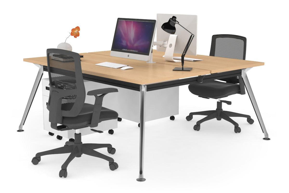 San Fran - Ergonomic 2 Person Workstation Bench Chrome Leg [1400L x 700W] Jasonl maple none 