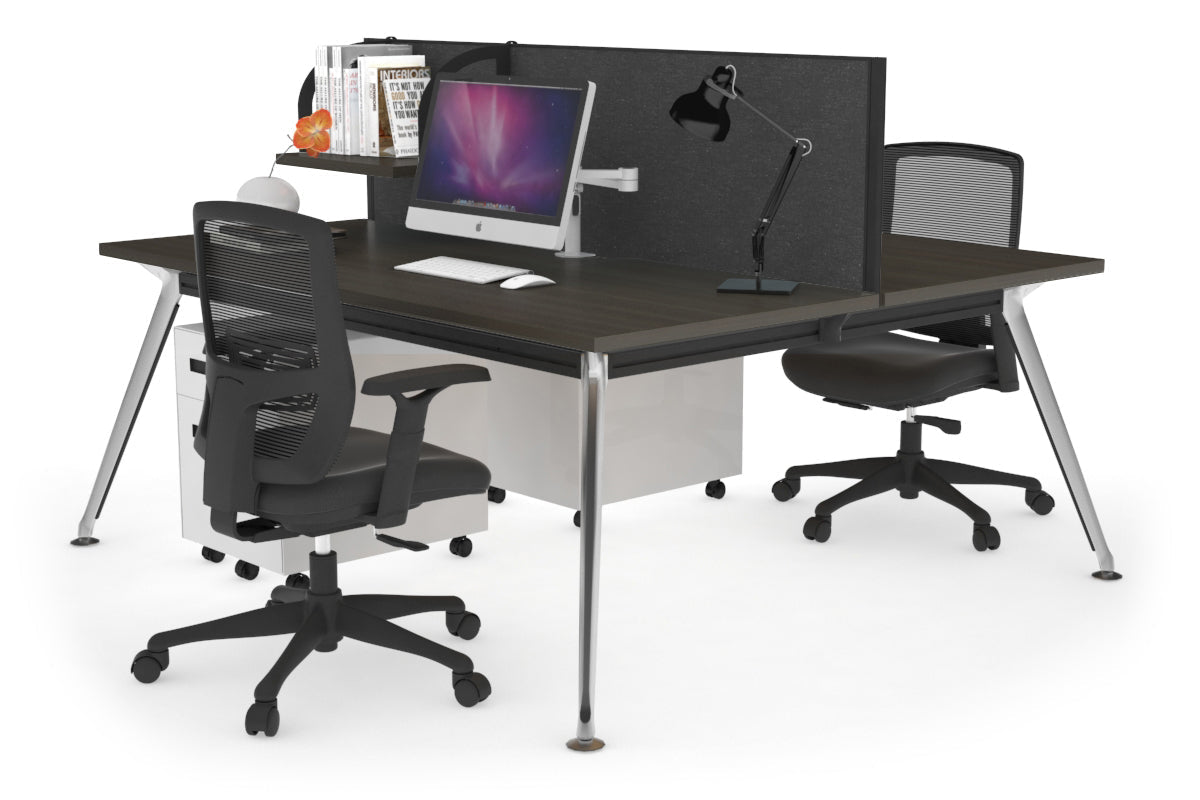San Fran - Ergonomic 2 Person Workstation Bench Chrome Leg [1400L x 800W with Cable Scallop] Jasonl dark oak moody charcoal (500H x 1400W) 