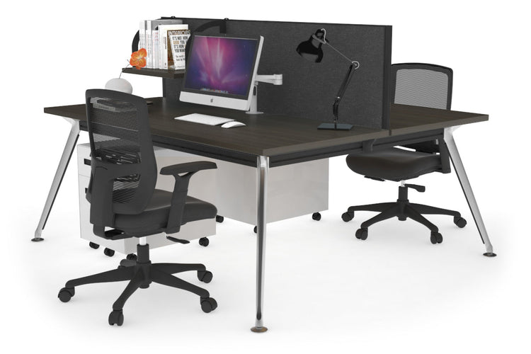 San Fran - Ergonomic 2 Person Workstation Bench Chrome Leg [1400L x 800W with Cable Scallop] Jasonl dark oak moody charcoal (500H x 1400W) 