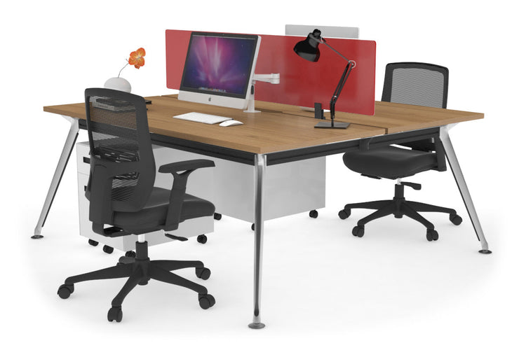 San Fran - Ergonomic 2 Person Workstation Bench Chrome Leg [1400L x 800W with Cable Scallop] Jasonl salvage oak red perspex (400H x 800W) 