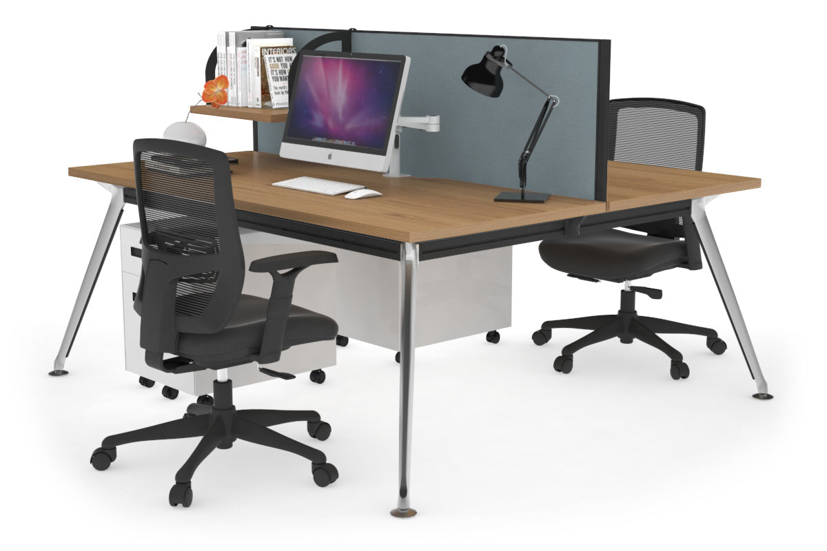 San Fran - Ergonomic 2 Person Workstation Bench Chrome Leg [1400L x 800W with Cable Scallop] Jasonl salvage oak cool grey (500H x 1400W) 