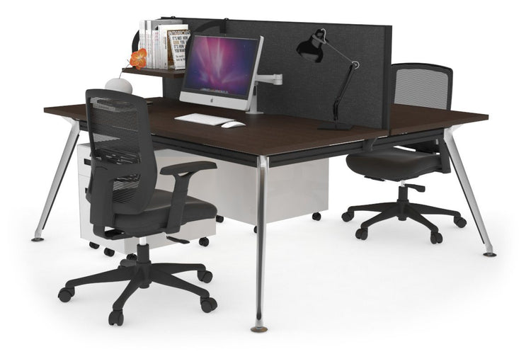 San Fran - Ergonomic 2 Person Workstation Bench Chrome Leg [1400L x 800W with Cable Scallop] Jasonl wenge moody charcoal (500H x 1400W) 
