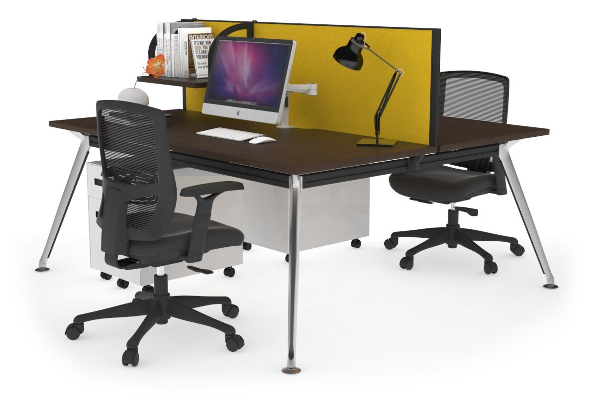 San Fran - Ergonomic 2 Person Workstation Bench Chrome Leg [1400L x 800W with Cable Scallop] Jasonl wenge mustard yellow (500H x 1400W) 