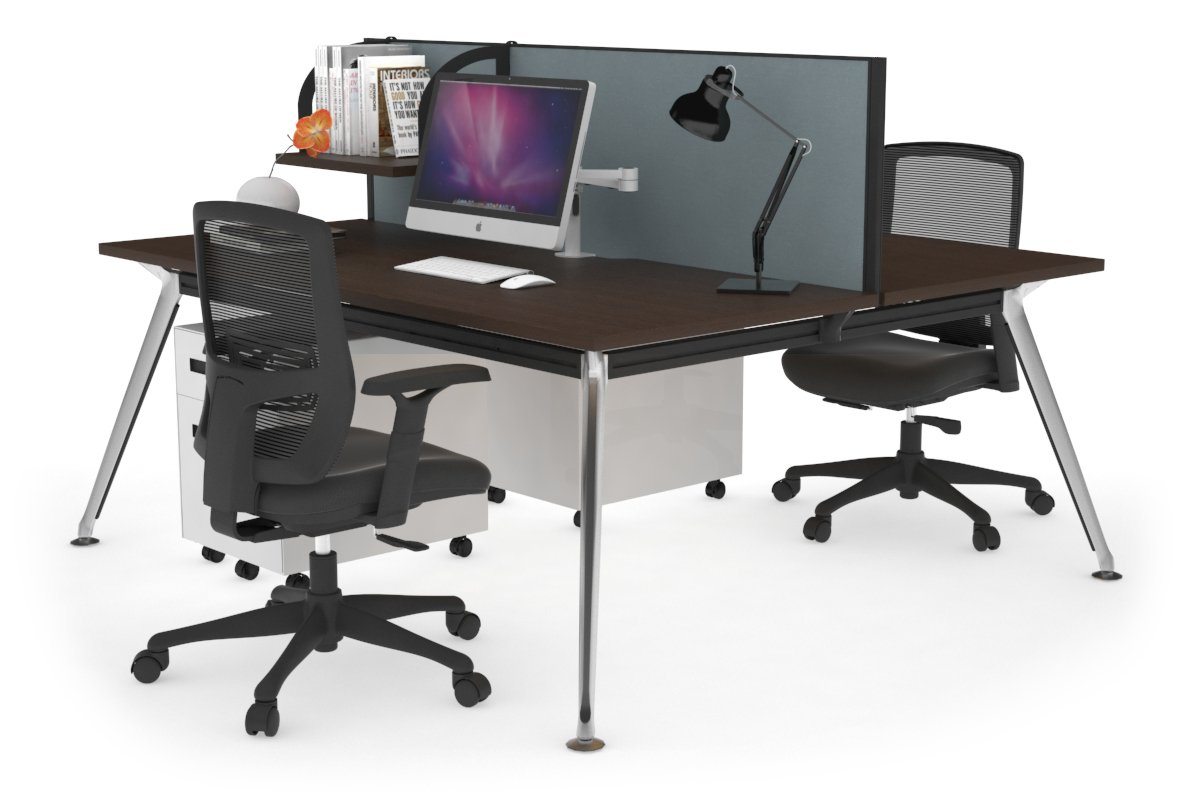 San Fran - Ergonomic 2 Person Workstation Bench Chrome Leg [1400L x 800W with Cable Scallop] Jasonl wenge cool grey (500H x 1400W) 