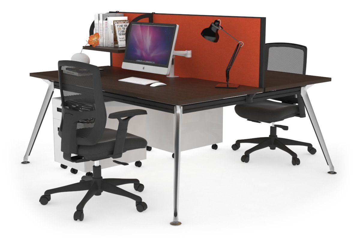 San Fran - Ergonomic 2 Person Workstation Bench Chrome Leg [1400L x 800W with Cable Scallop] Jasonl wenge orange squash (500H x 1400W) 