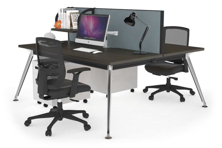 San Fran - Ergonomic 2 Person Workstation Bench Chrome Leg [1400L x 800W with Cable Scallop] Jasonl dark oak cool grey (500H x 1400W) 