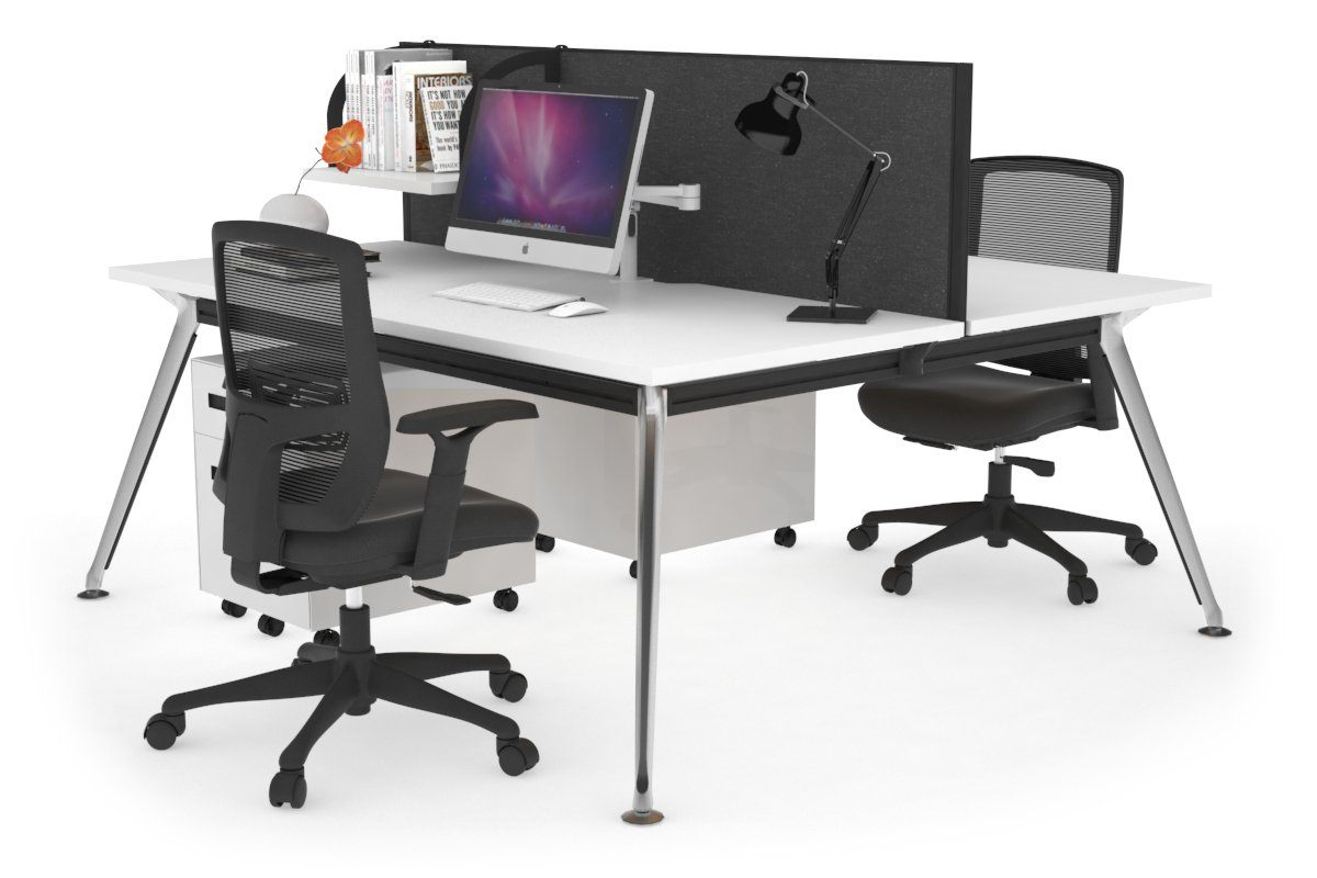 San Fran - Ergonomic 2 Person Workstation Bench Chrome Leg [1400L x 800W with Cable Scallop] Jasonl white moody charcoal (500H x 1400W) 