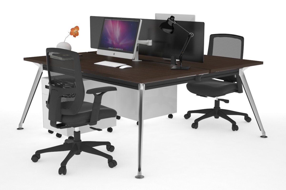 San Fran - Ergonomic 2 Person Workstation Bench Chrome Leg [1400L x 800W with Cable Scallop] Jasonl wenge black perspex (400H x 800W) 